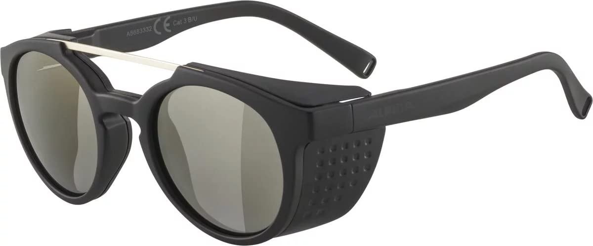 ALPINA GLACE - Verspiegelte und Bruchsichere Sonnenbrille Mit 100% UV-Schutz Für Erwachsene, black matt, One Size