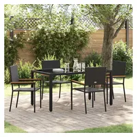 vidaXL Garten Esszimmer Set 5-tlg. Schwarz