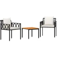 vidaXL Gartenmöbel-Set 3-tlg. Schwarz/Cremeweiß