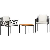 vidaXL Gartenmöbel-Set 3-tlg. Schwarz/Cremeweiß