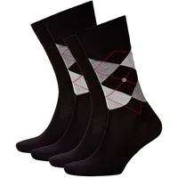 Burlington Herren Socken Everyday 4er Pack - Rautenmuster, Uni, Onesize, 40-46 Schwarz