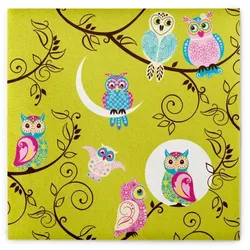 Sovie HOME Serviette Bertha in Kiwi aus Linclass® Airlaid 40 x 40 cm, 12 Stück - Eule