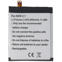 AccuCell Akku passend für Nokia 3.1, Li-Polymer, 3,85V, 2900mAh,