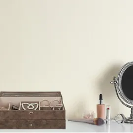 Relaxdays Schmuckkästchen, Lederoptik, Samt, Schmuckkasten für Damen & Herren, Hxbxt: 13 x 34 x 31 cm, Schmuckbox, Grau