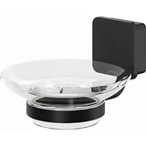 Geesa Seifenschale Glas mit Seifenhalter Wandbefestigung, schwarz matt