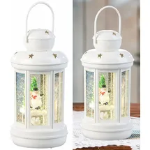 Infactory LED-Laterne mit Schneewirbel und Deko-Schneemann, warmweiß