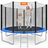 kehot Kindertrampolin Kinder Trampolin mit Sicherheitsnetz,Turnstange, Innen-/Außenbereich, Ø 305 cm, Stabil bis 150 kg für aktiven Spielspaß und gemeinsames Springen 305 cm