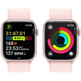 Apple Watch Series 9 GPS + Cellular 45 mm Aluminiumgehäuse rosé, Sport Loop hellrosa One Size