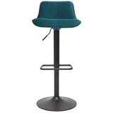 miliboo Barhocker höhenverstellbar und um 360° drehbar, aus petrolblauem Stoff mit Samteffekt und schwarzem Metall (2er-set) Boost