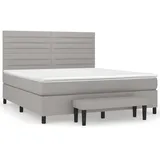 vidaXL Boxspringbett mit Matratze Hellgrau 160x200 cm Stoff