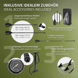 ECD Germany SUP Board Stand Up Paddle Board 320 x 80 x 15 cm olive