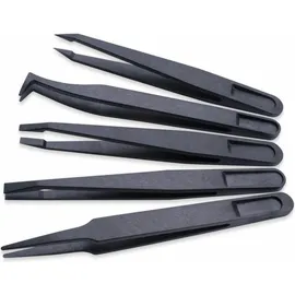 Quadrios 1903EC095 ESD Pinzette 5teilig Flach-breit, Flach, gebogen, Abgerundet