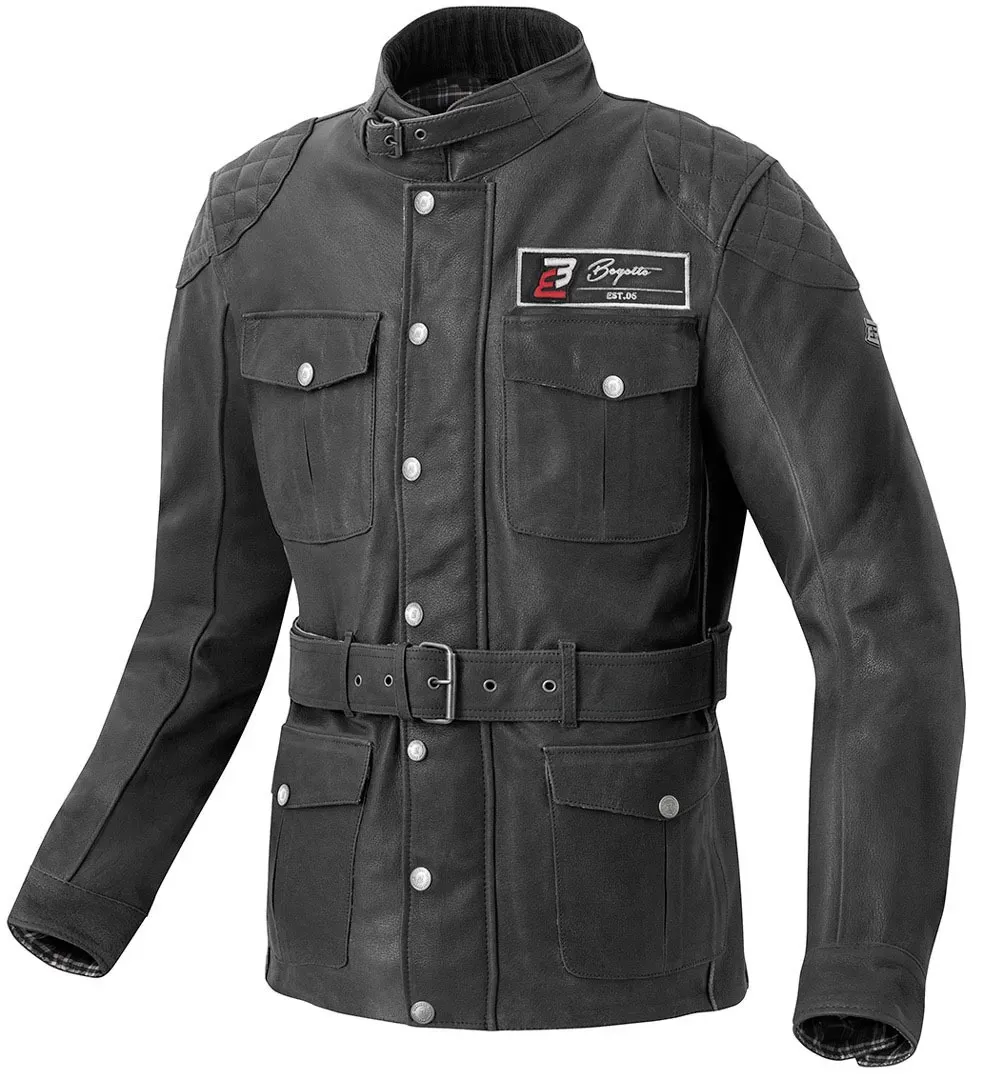 Bogotto Bristol Motorrad Lederjacke, schwarz, Größe 48 für Männer