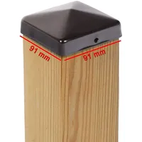25x PFOSTENKAPPE PYRAMIDE STAHL SCHWARZ PULVERBESCHICHTET 91 x 91 MM