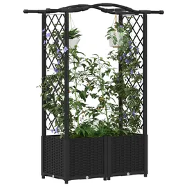 vidaXL Hochbeet mit Rankgitter und Dach 125 x 40 x 138 cm Schwarz