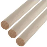 SO-TECH® Kleiderstange Garderobenstange Rundstab Holzstab zum Basteln Ø 30 mm Buche (Spar-Set, 3 St), Länge: 80 cm Ø 3 cm x 80 cm