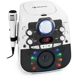 Auna Karaokeanlage Lautsprecher System CD-Player LED Mikrofon USB Bluetooth weiß