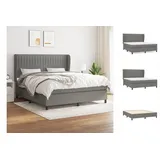 vidaXL Boxspringbett mit Matratze Dunkelgrau 160x200 cm Stoff