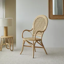 Sessel aus Rattan Lehnstuhl Stuhl mit Armlehnen Naturrattan