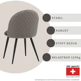 Albatros Esszimmerstuhl CAPO Samt grau 4er Set