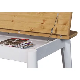 Home Affaire Esstisch HOME AFFAIRE "Palermo, multifunktionaler Tisch, Arbeitstisch, Schreibtisch", weiß (weiß, honig, weiß, gold), B:140cm H:75cm T:90cm, Tische, Esstisch, mit Stauraum, Platte aufklappbar, Home Office Schreibtisch, Massivholz