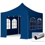 Faltzelt Faltpavillon Professional 3x3 m mit 4 Seitenteilen - ALU Pavillon Partyzelt in blau