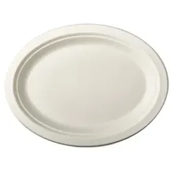 Papstar Pure Teller Zuckerrohr, oval, Einwegteller hergestellt aus nachwachsenden Rohstoffen, 1 Packung = 50 Stück