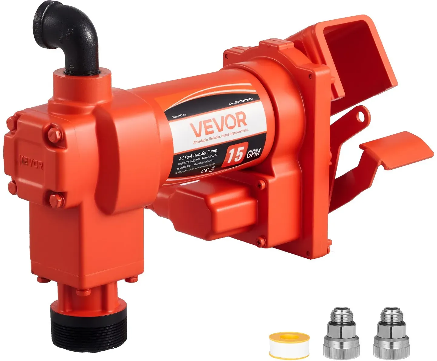 VEVOR Kraftstoff-Transferpumpe, 230 V AC, elektrische Diesel-Transferpumpe, 57 l/min, maximale Saughöhe 2,4 m, maximale Förderhöhe 11,28 m, für Benzin, Kerosin, Biodiesel, Ethanol