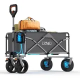 Litheli Elektrowagen Bollerwagen faltbar, Handwagen faltbar mit Motor & Bremsen, 100L 50KG geeignet für Camping, Garten, Strand, Einkaufen (Grau, W1 Go ohne Akku)