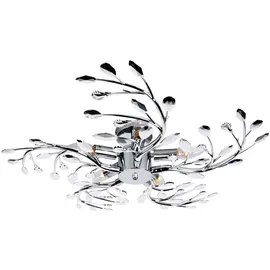 GLOBO Deckenleuchte, 5 flammig, Metall Chrom, Blätter Design