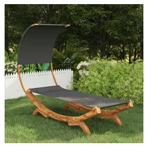 vidaXL Sonnenliege mit Dach 100x200x126 cm Bugholz Massiv Anthrazit