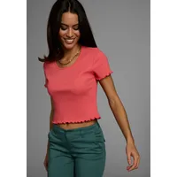 LAURA SCOTT Kurzarmshirt, mit gewelltem Saum, Laura Scott koralle