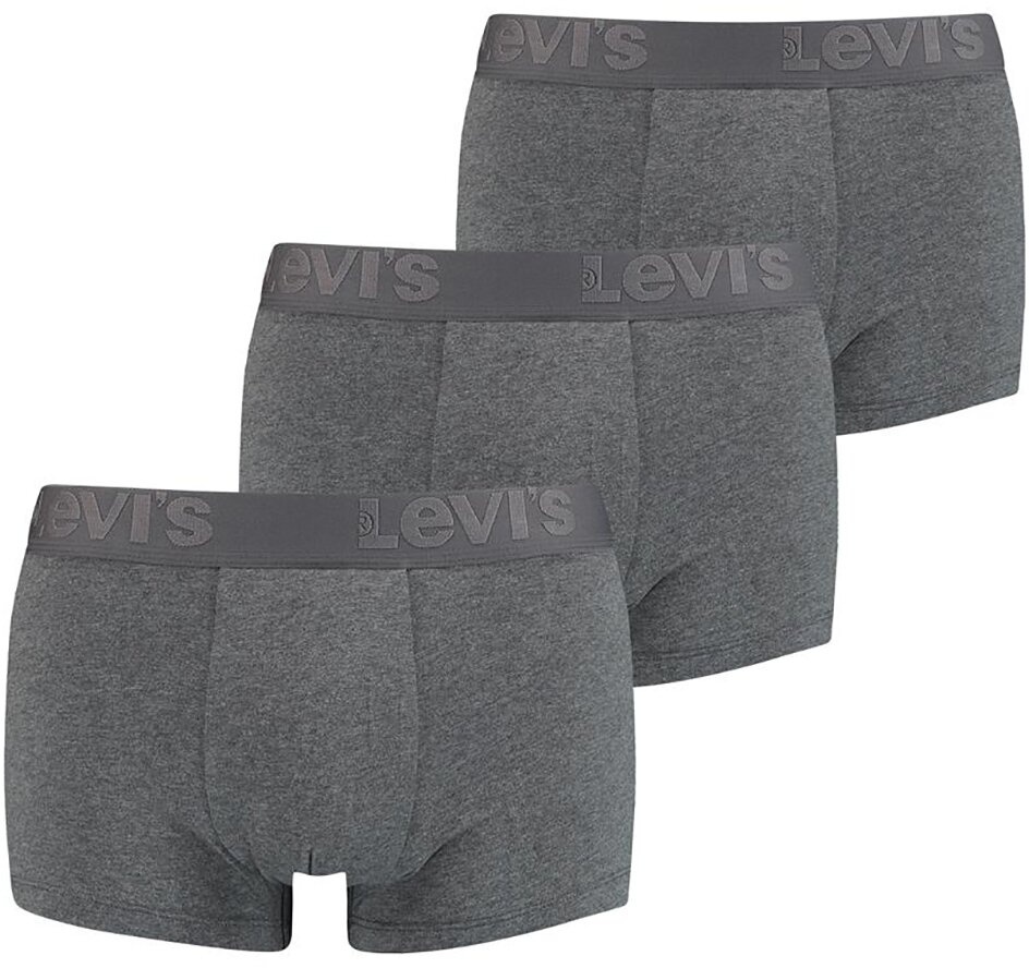 LEVI ́S Herren Trunks - Premium Trunks, Cotton Stretch, 3er Pack Grau XL