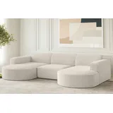 Fun Möbel Wohnlandschaft U-Form Sofa PALMA in Stoff Ascot Beige