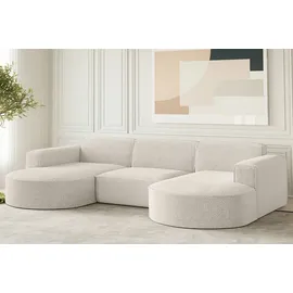 Fun Möbel Wohnlandschaft U-Form Sofa PALMA in Stoff Ascot Beige