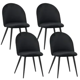 Albatros Esszimmerstuhl CAPO Samt Schwarz 4er Set