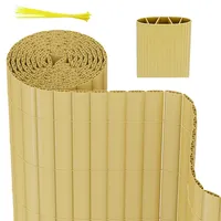 Herrselsam PVC Sichtschutzmatte, Sichtschutzzaun mit Kabelbindern, Wetterfest Sichtschutz Garten Balkon Terrasse Sichtschutzzaun, Interne W-Struktur Verstärkte Lamellen, 80x300 cm, Bambus