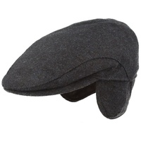Breiter Schiebermütze Flatcap mit Ohrenklappen aus Wolle blau