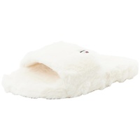 Tommy Hilfiger Damen Hausschuhe Fur HOME SLIPPER Slide Plüsch Beige (Ancient White), 35/36