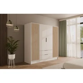 altdecor Kleiderschrank Nelia 200 x 200 x 51 cm Weiß/Artisan