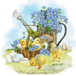 ti-flair 20 Servietten Papier 33x33cm 3-lagig - hochwertige Einweg Papierservietten Gastroservietten Osterservietten Motivservietten mit Küken, Eiern & Blumen