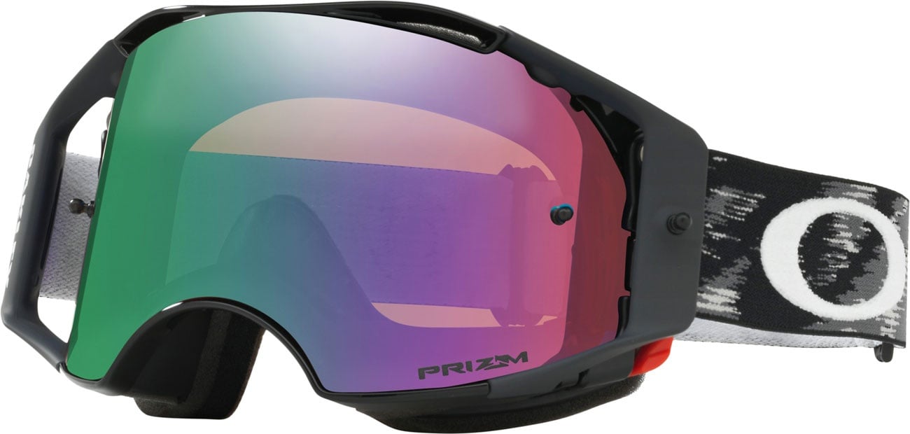 Oakley Airbrake MX, Crossbrille Prizm - Schwarz Grün-Verspiegelt