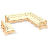 vidaXL Garten-Lounge-Set 9-tlg. creme Kiefer