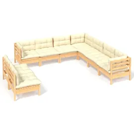 vidaXL Garten-Lounge-Set 9-tlg. creme Kiefer