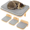 HAPPYPET Katzen Kletterwand Set 4-teilig für große Katzen – Wandkratzbaum mit Katzenbett, inkl. 3 x Katzenstufen Luxus Katzenwand Stabil, Katzenregal aus Massivholz, belastbar bis 45 Kg 2 Stufen M, 1 Stufen L Kletterwand Set 3 M/L