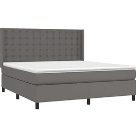 vidaXL Boxspringbett mit Matratze & LED Grau 180x200 cm Kunstleder