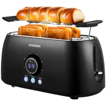 Steinborg Edelstahl Toaster 4 Scheiben Brötchenaufsatz Toastautomat Krümelschublade