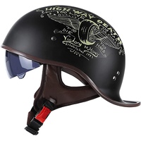 WRMIGN Retro Helm Jethelm mit Sonnenblende Schwalbenschwanz-Design Chopper Helm Roller Helm, mit Einstellbar Schnellverschluss-Gurt, für Cruiser Chopper Biker Moped ECE-Zulassung