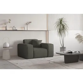 Fun Möbel Sessel CELES PREMIUM Stoff 80 x 90 x 80 cm Moosgrün mit Zierkissen