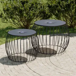 Garten-Beistelltischset Ava Schwarz, 2-teilig